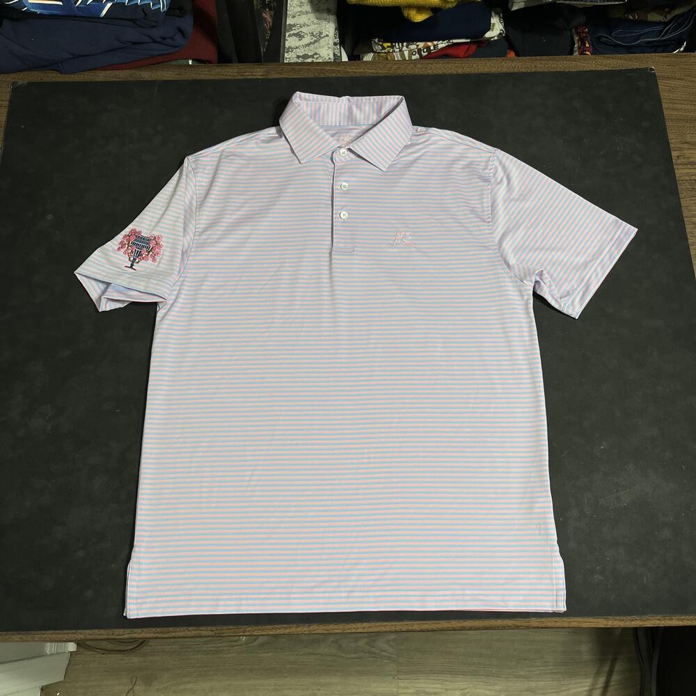 Rhoback Polo Shirt Mens Medium Cherry Blossom Cup Flower Trophy Golf Performance
